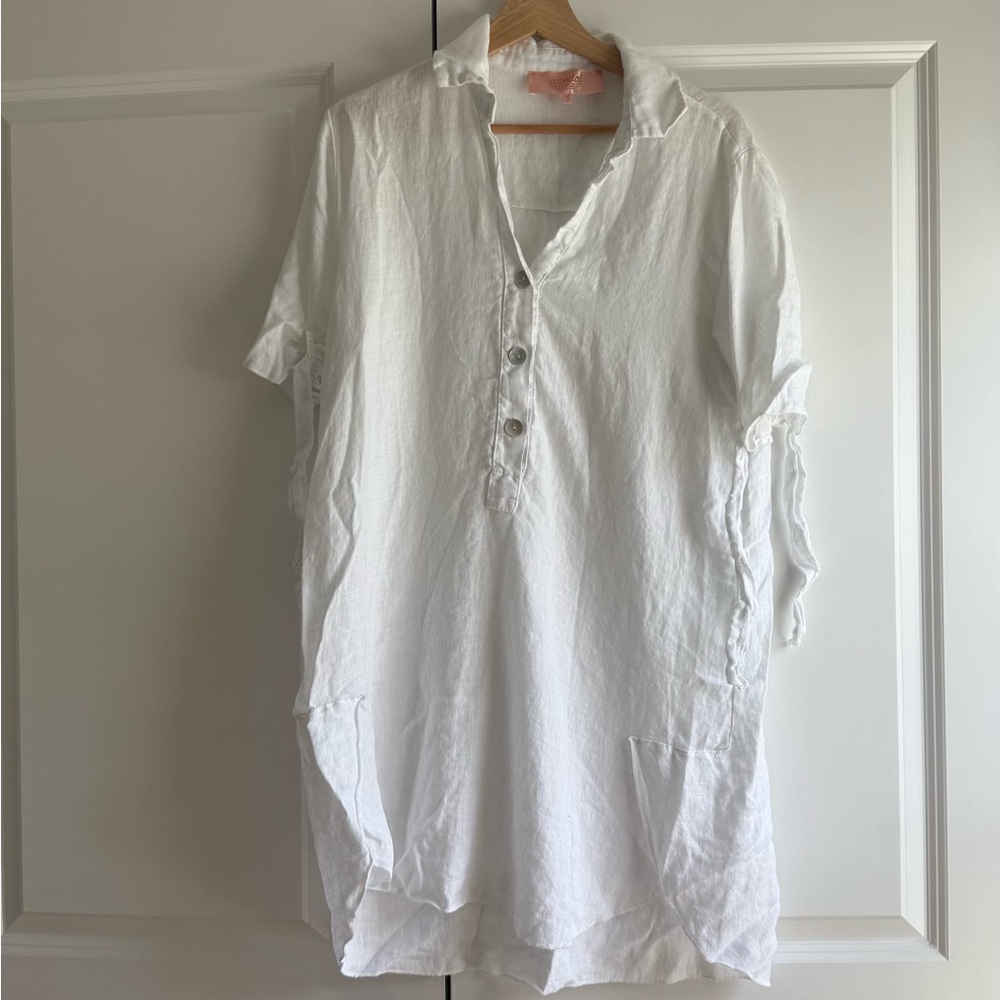 Chic White Button-Down Swim Coverup